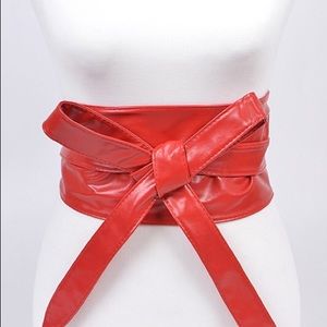 Vegan Leather Obi Adjustable Waist Statement Belt